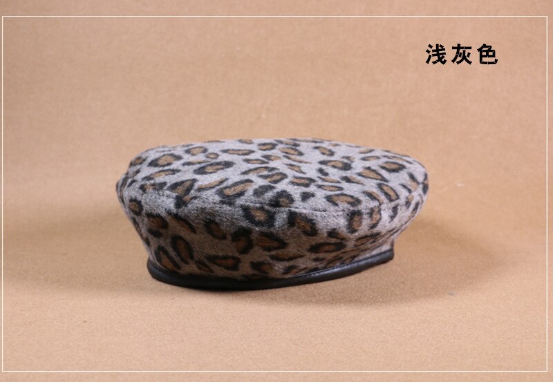 Leopard varm ruskind forår efterår vinter baret kvinder fransk kunstner hue baret hat til kvinder baret hat: 1
