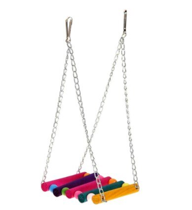 Bird Swing Toy Wooden Parrot Perch Stand Playstand Beads Cage Playground