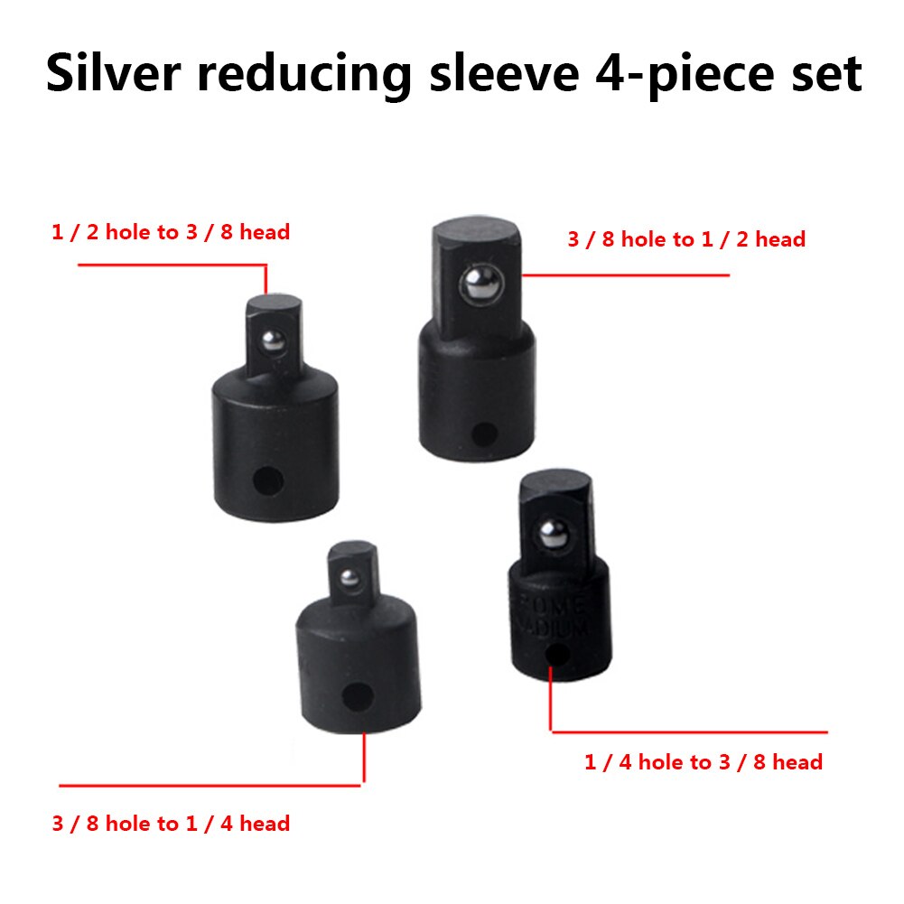 4pcs Drill Socket Adapter 1/4 3/8 1/2 Converter Reducer Air Impact Craftsman Socket Quick Release Screwdriver Holder Socket