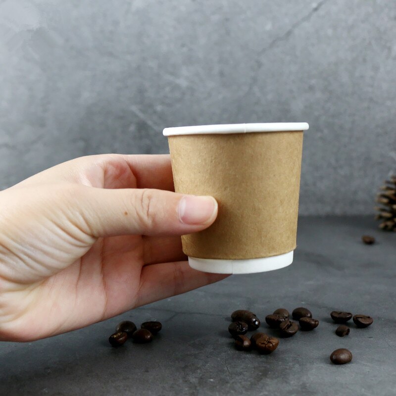 100pcs Double layer paper disposable coffee cup 100ml 4oz small thick dirnking papaer cups birthday party favors milk tea cup: cup3