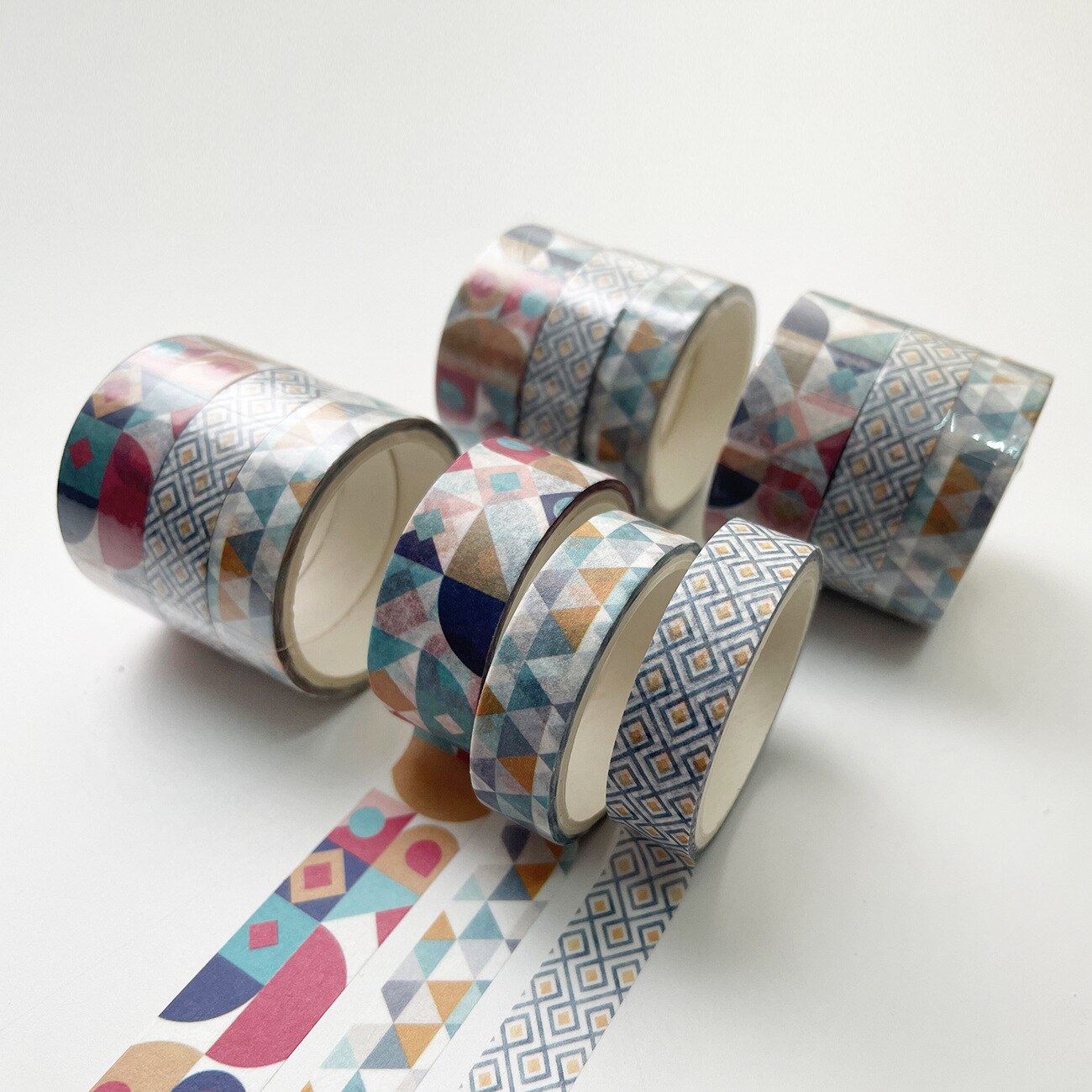 Juego de cintas Washi de 3 piezas, cintas decorativas de Flora geométrica, grabables, Vintage, para manualidades, álbum de recortes, diario, planificador: A