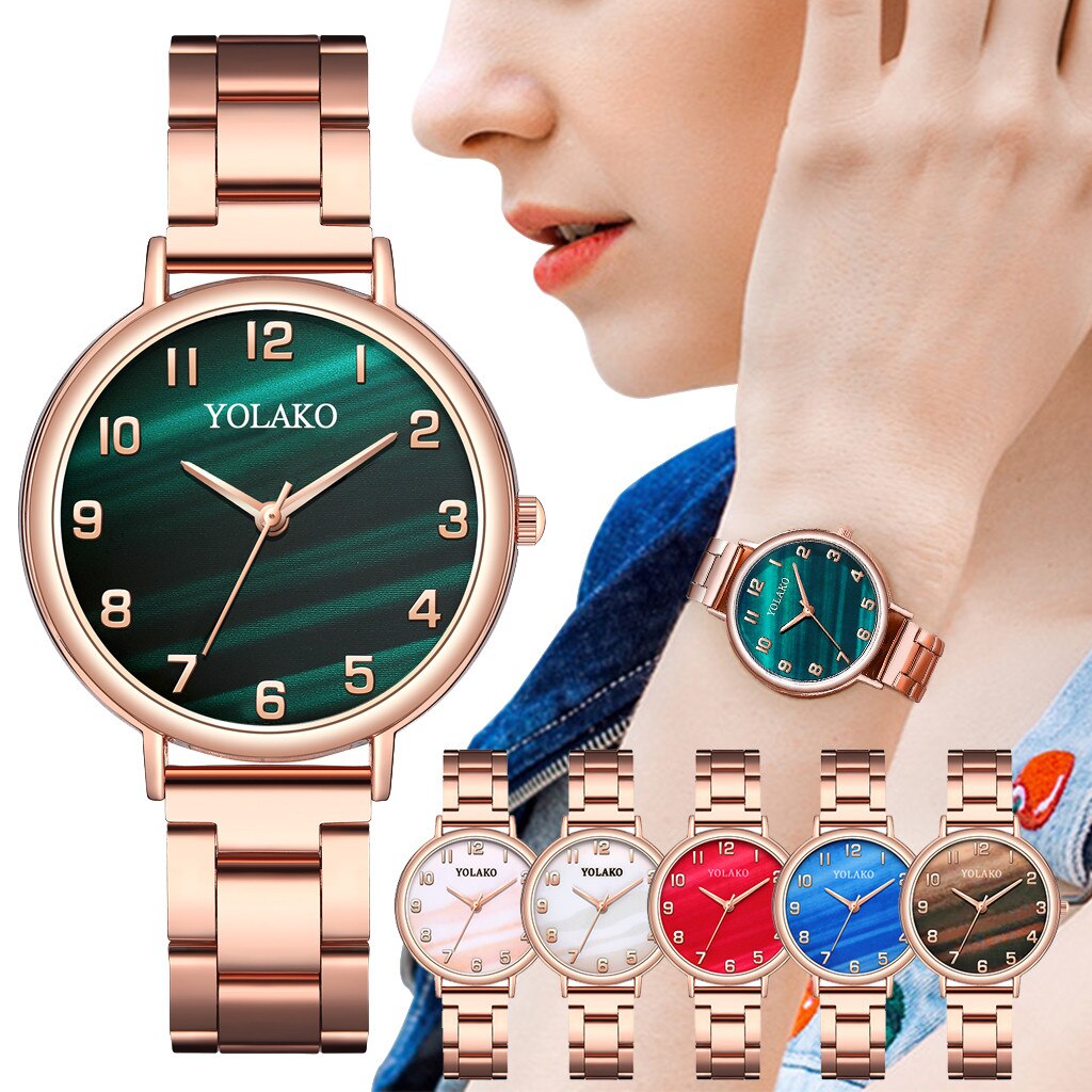Vrouwen Mode Quartz Horloge Luxe Casual Lichtmetalen Dial Armband Horloge Rose Goud Roestvrij Stalen Band Horloges Montre Femme