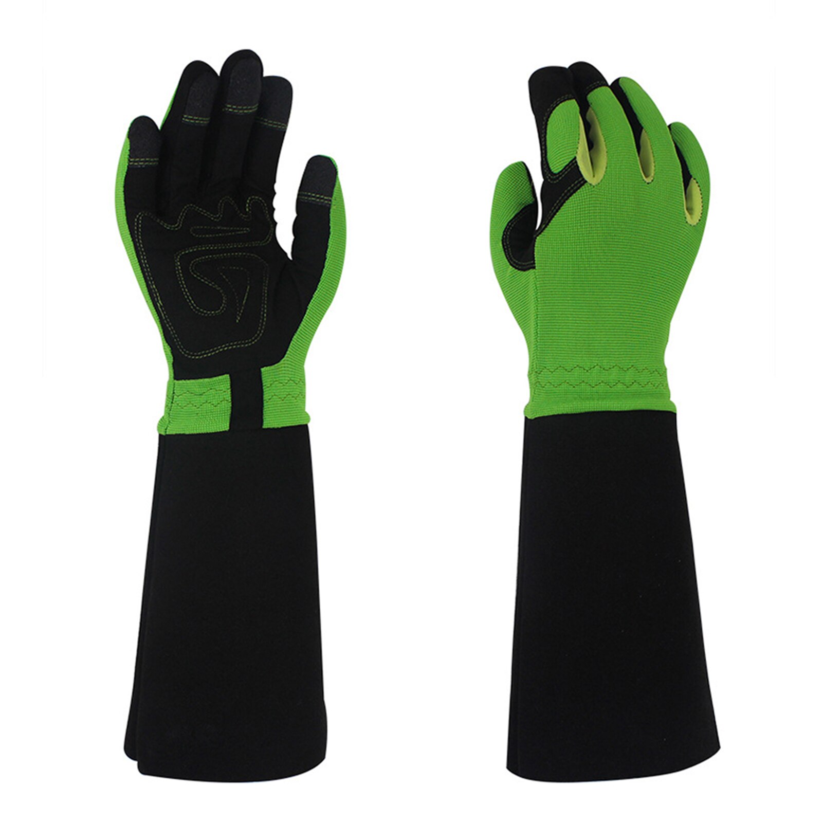 Guantes de jardinería de manga larga para hombre y mujer, herramientas antideslizantes de recorte al aire libre, a prueba de espinillas, poda de rosas, 1 par: Verde