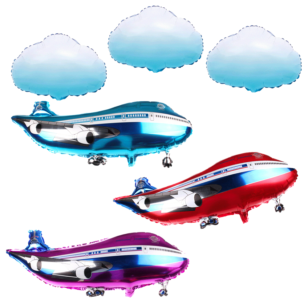 Airplane Foil Balloon Set 32in Number Balloons Banner Kids Boys Girls Airplane Birthday Decorations Aviator Baby Shower Supplies