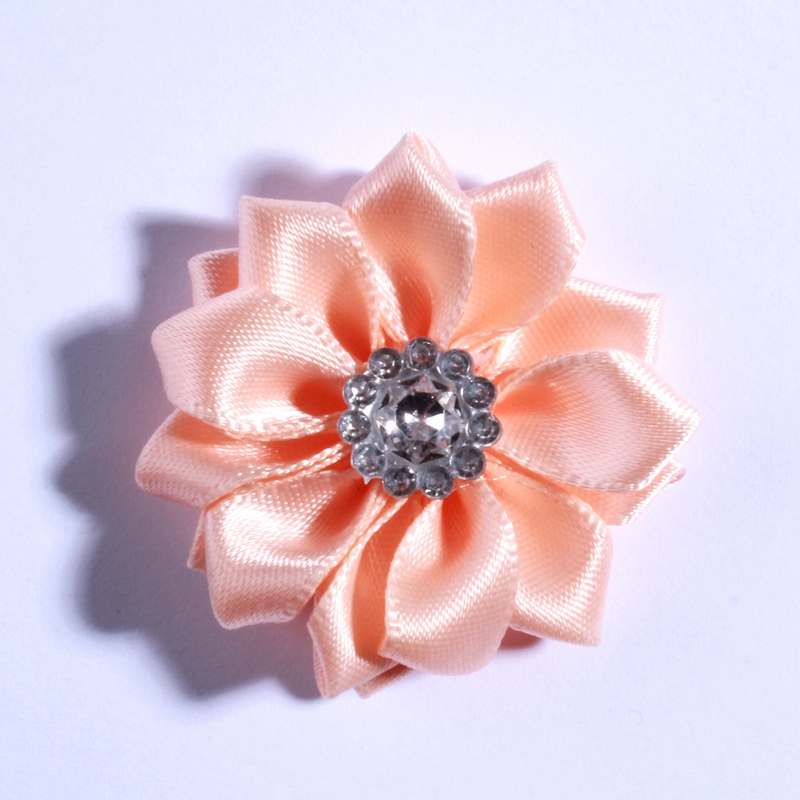 120PCS 4CM Multilayer Mini Satin Flower With Acrylic Button Silk Ribbon Fabric Flower For Head Wear U Pick Color: Desert Camouflage