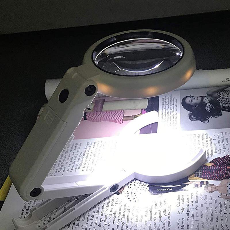 Hd Optical Illuminated Magnifying Glass-(5X + 11X) Magnification Lens,8 Led Lighted Usb Charge Magnifier Glass With Desktop And