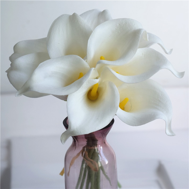 Real Touch Calla Lelies Ivoor Wit Callas voor Zijde Bruiloft Bruidsboeketten Bruidsmeisjes Boeketten Tafel Centerpieces