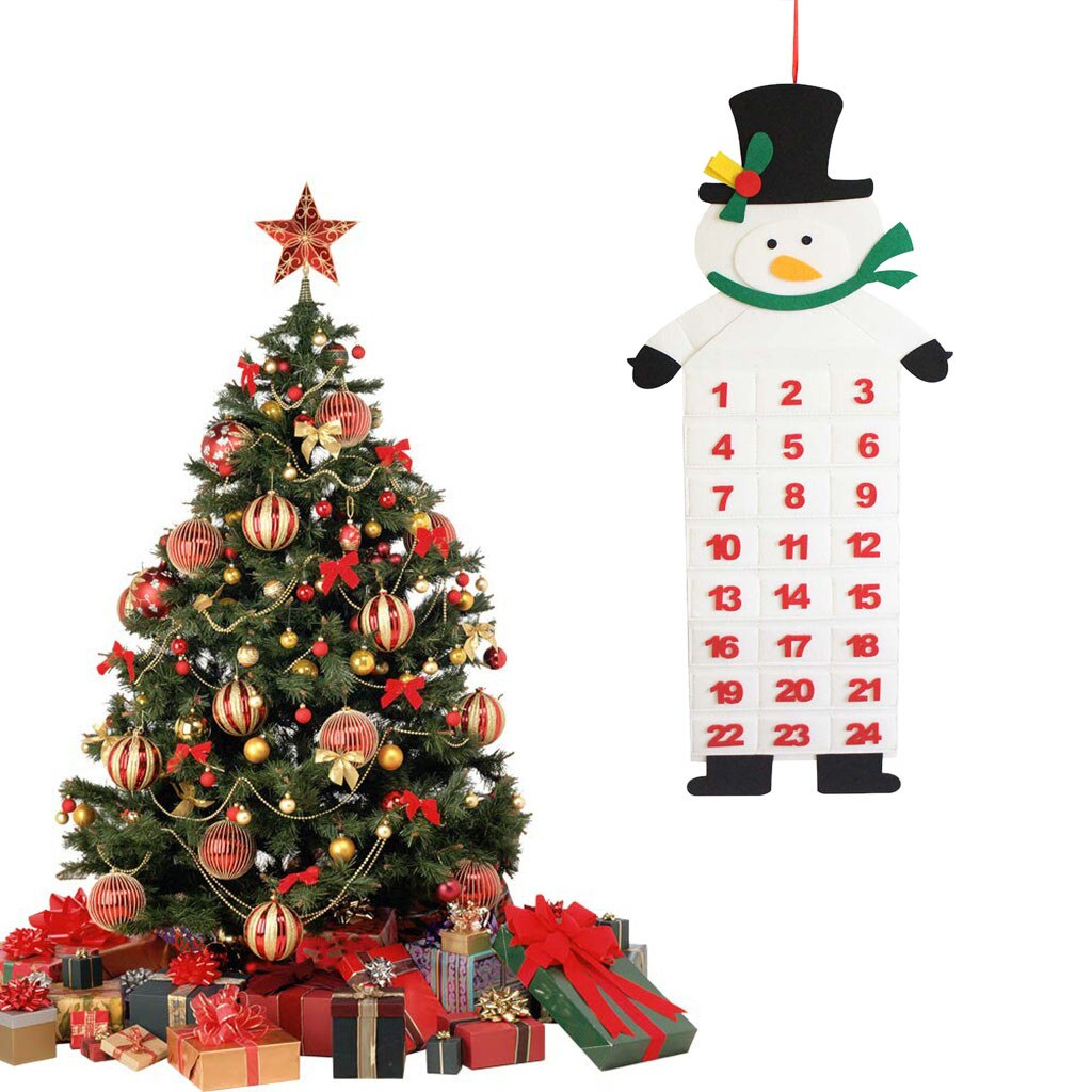 1PC cartoon pictures Christmas Advent Calendar & Pockets Felt Kids Wall Hanging Countdown Decors Christmas Calendar Santa Claus: B