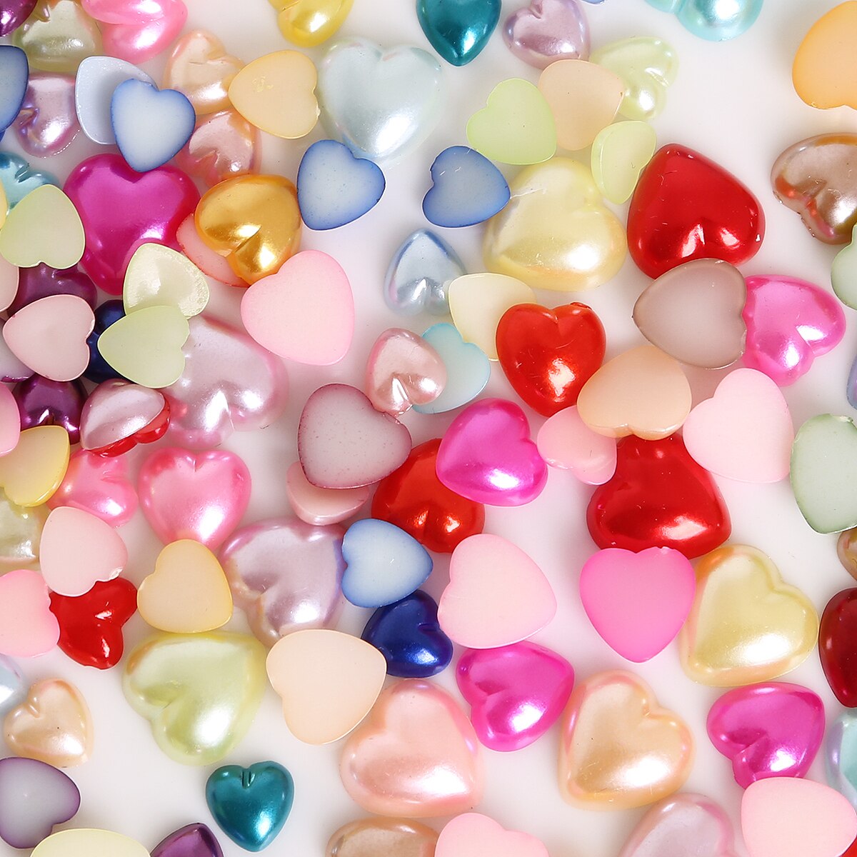 50/100/200/300Pcs/lot heap imitation white plastic half pearl heart beads 3/4/6/8/10/12mm flatback cabochon Scrapbooking Crafts