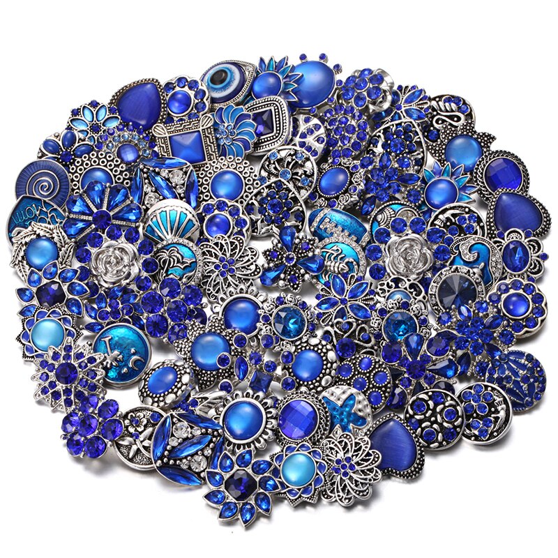10pcs/lot 18mm Snap Jewelry Mix Many Styles 18mm Metal Snap buttons buttons Rhinestone Snaps Jewelry Bracelet: 15