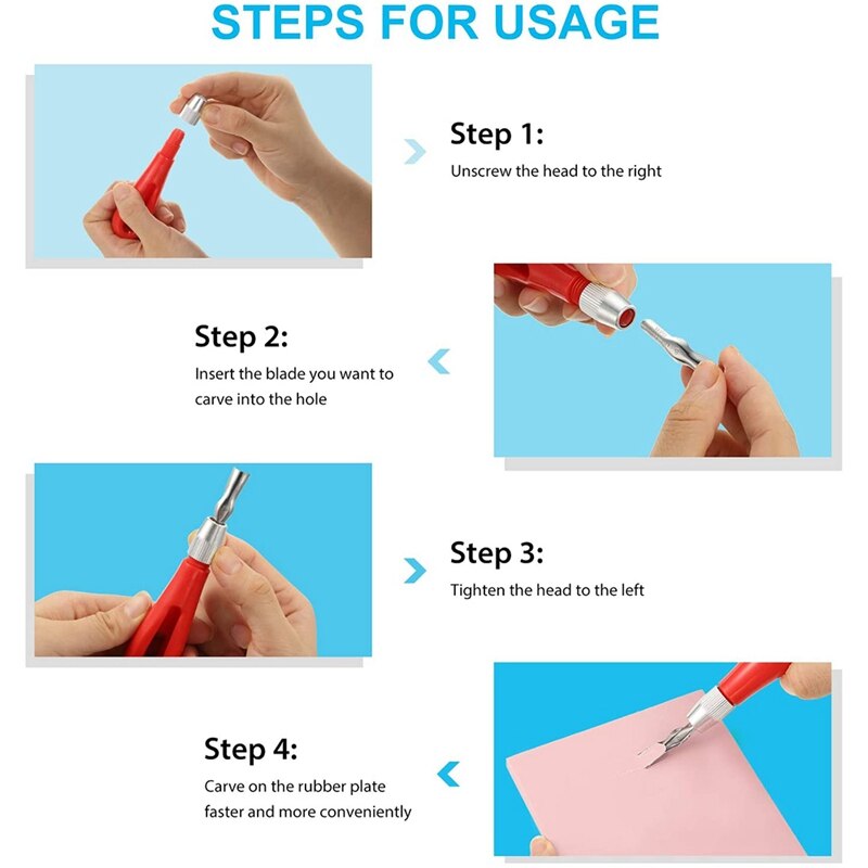 Rubber Stamp Making Kit Block Printing Tool Kit, Linoleum Cutter with 6 Types Blades, Tracing Paper,Rubber Carving Block