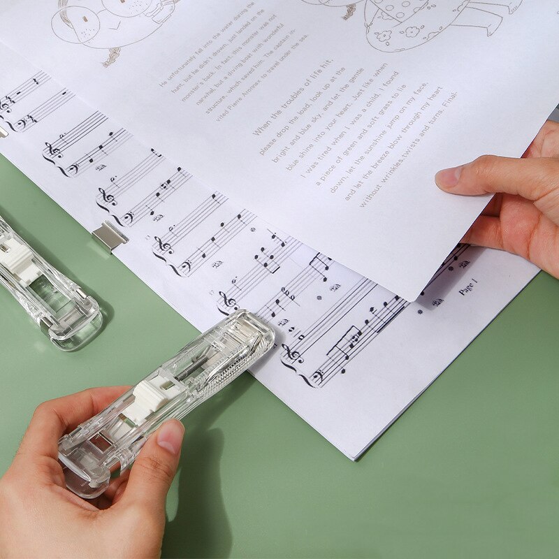 Push Clip Stapler Staple Remover Binder Push Clamp File Folder Dispenser Paper Clips Office Supplies Set Seamless Stapler