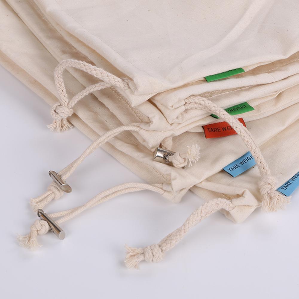 Cotton Drawstring Bag Eco-friendly Flour Bag Rice Bread Food Bag 6A Pure Cotton Shopping Bag Linen Drawstring Storage Bags
