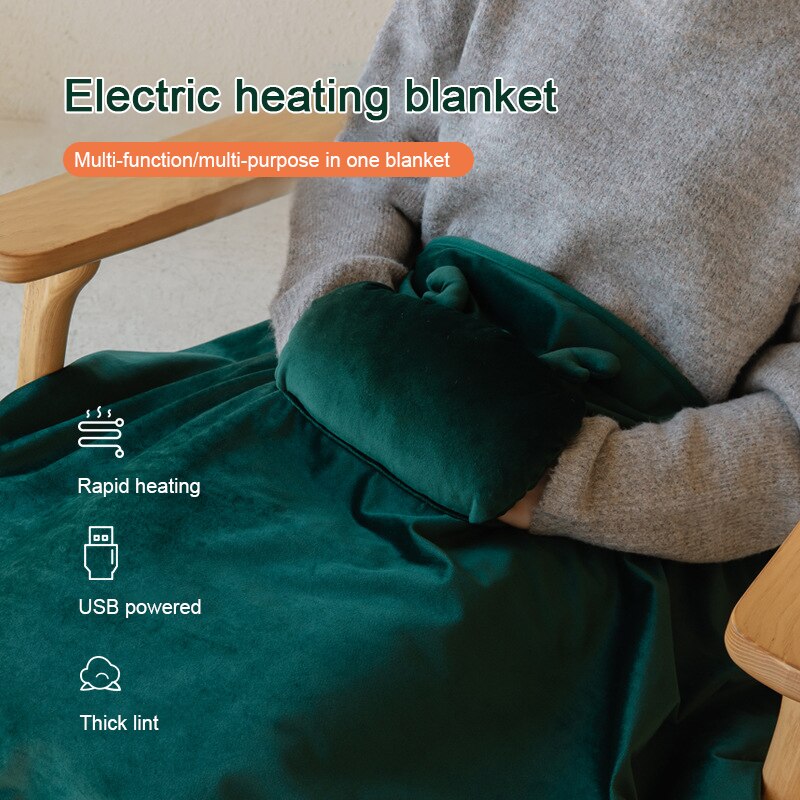 Manta eléctrica multifuncional USB, manta eléctrica a prueba de agua, calefacción simple y lavable, calentador de manos, manta eléctrica
