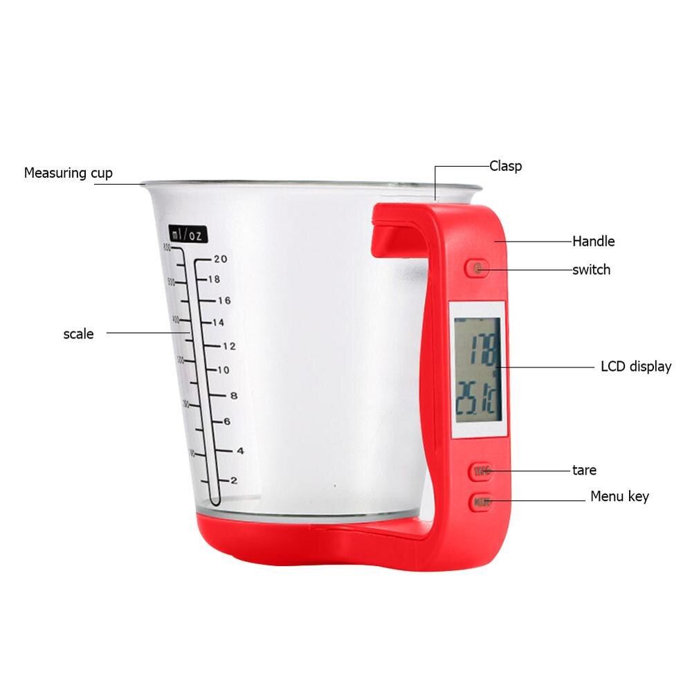 Practical Measuring Cup Kitchen Scale LCD Digital Beaker Electronic Beaker Temperature Measurement Cups Kitchen Tools 0℃-40℃