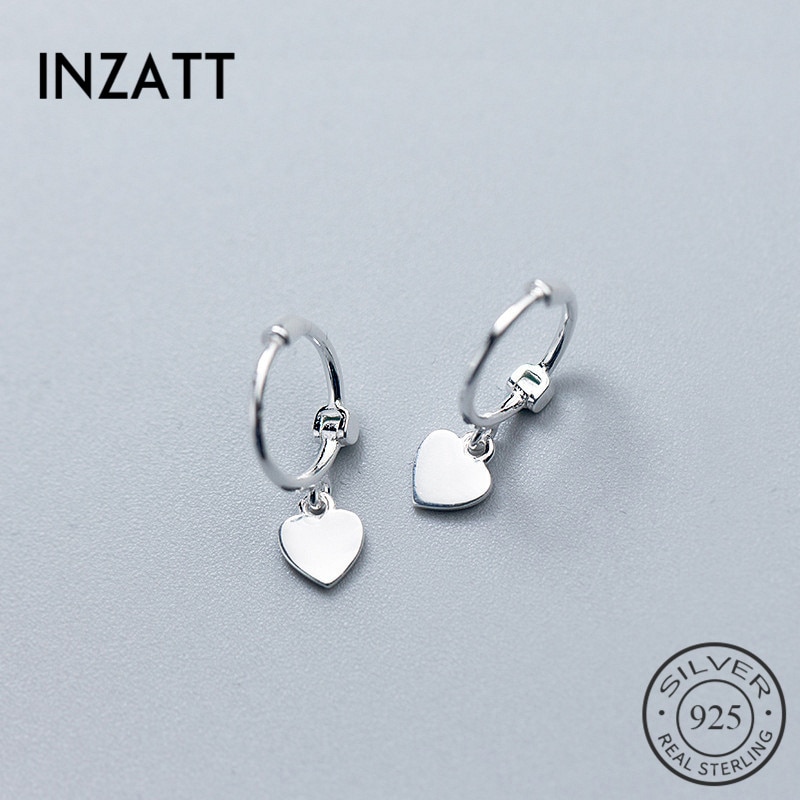 INZATT 2019 Carino Cuore Orecchini A Cerchio Per Le Donne Del Partito di Nozze di Rosa Color Oro 925 Sterling Fascino Gioielli In Argento FINE Regalo