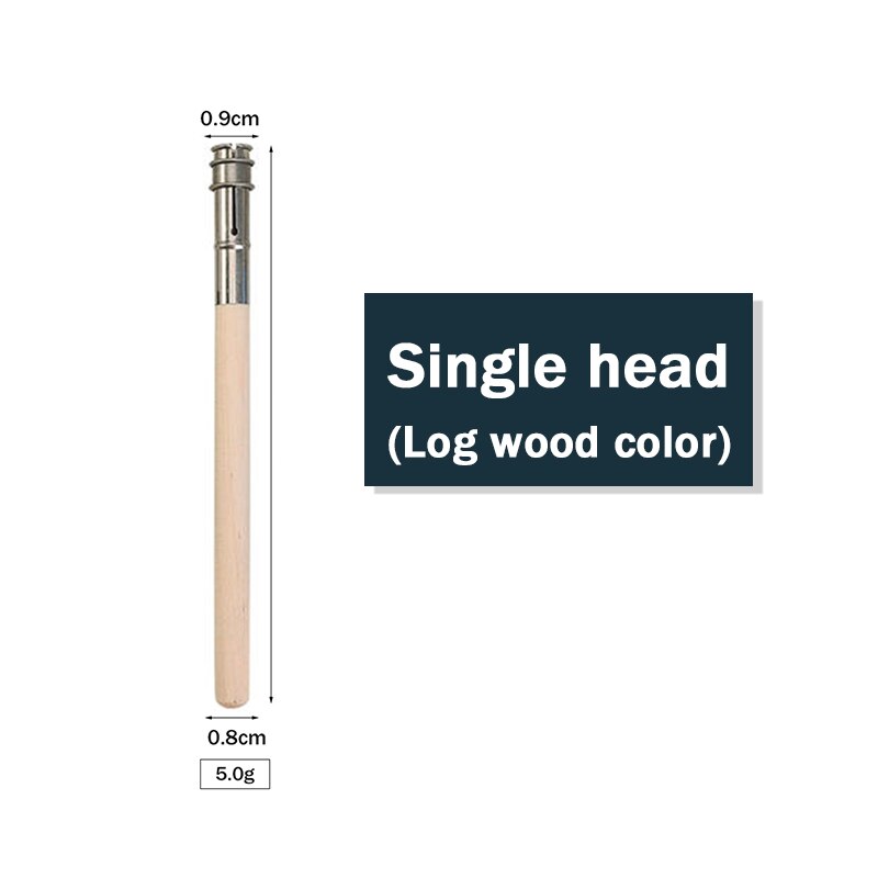 Single/Dual Head Pencil Extender Holder Adjustable Round/Triangle/Hexagonal Pencils Connect Penholder Metal/Wood Extension Rod: Log-wood-single-1pcs