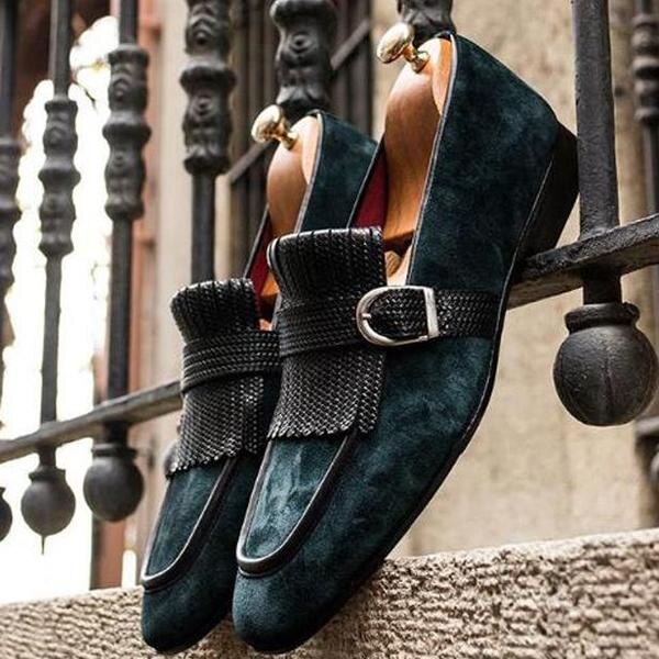 Mocassini Uomo In Finta Pelle Nera Punta Tonda – Scarpe Eleganti Slip On, Taglia 44 (US 10), Comode, Fatte A Mano, Per Feste E Business Casual