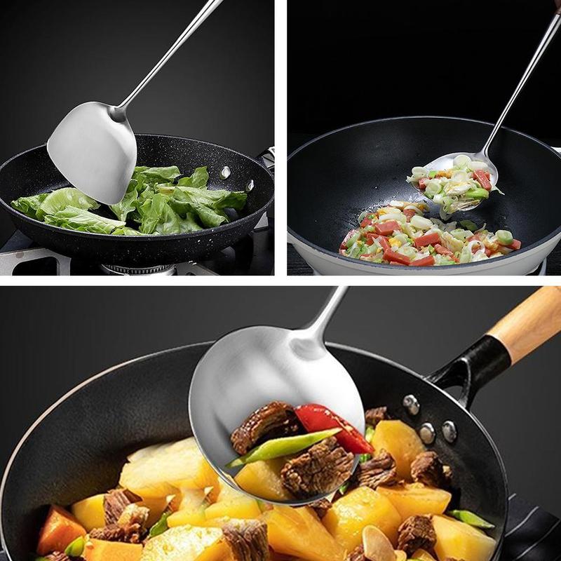 Kitchen Wok Spatula and Ladle Tool Set 17 Inches Spatula Spatula Steel Tools Kitchen Bar For Wok Stainless Wok L8C3
