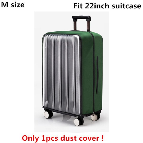 Pvc gennemsigtigt bagagerumscover til bagage elastisk vandtæt trolley kuffert regntasker rejse kuffert tilbehør 18-30 tommer trolley: Grøn-m