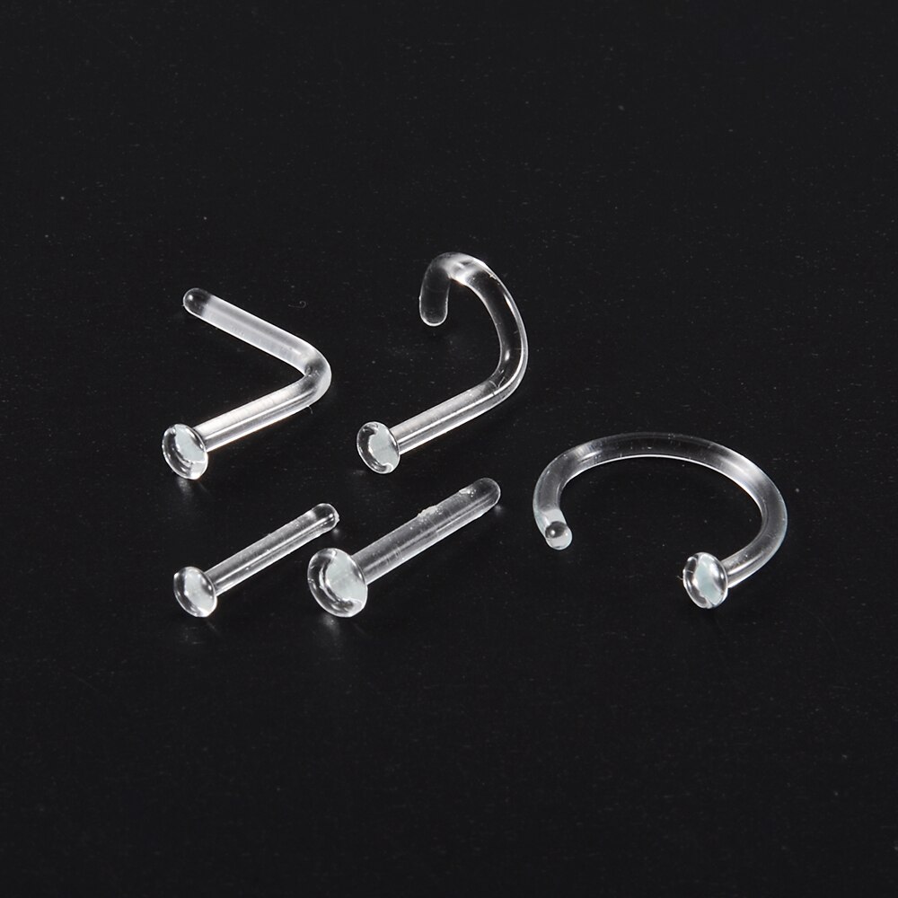1Pc Glas Transparant Neus Stud Rechte Neus Ring Retainer Houder Neus Hoop Ring Body Piercing Sieraden 18G
