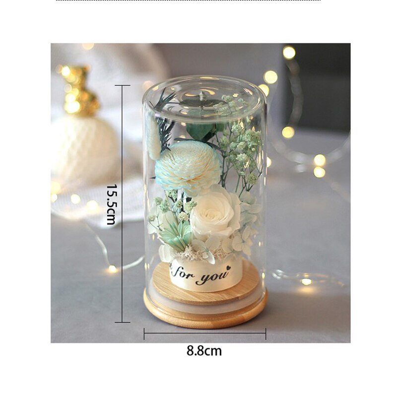 Preserved Flower Rose Glass In A Dome Dried Flower Bouquet For Valentine's Day Girlfriends Birthday Wedding
