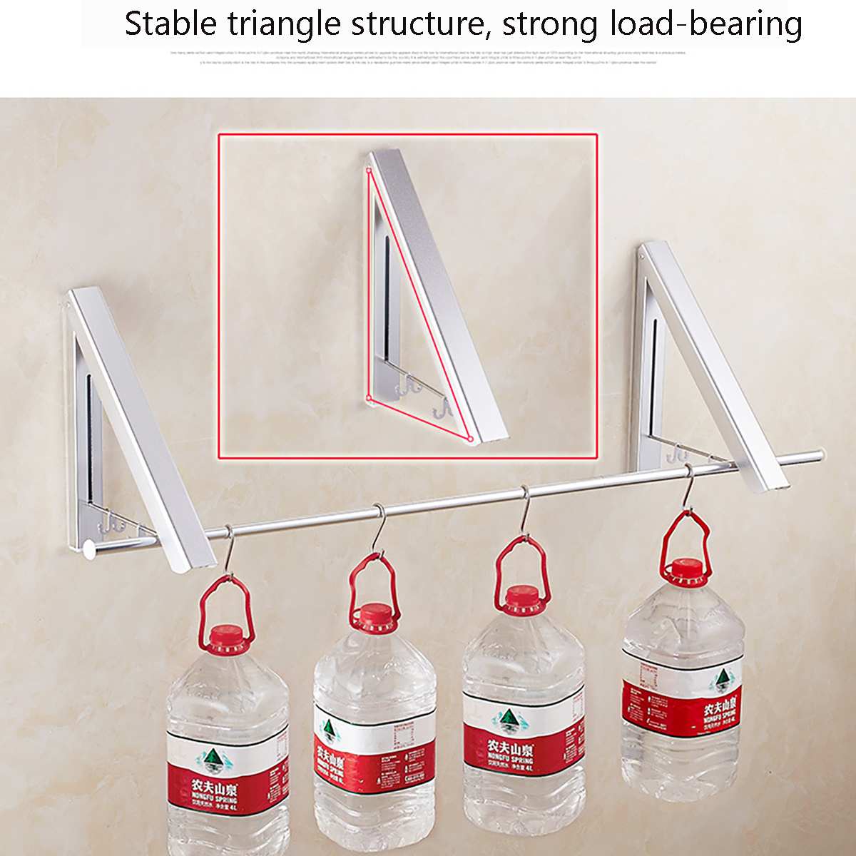 Clothes Hanger Punch Free Mounted Multifunction Retractable Aluminum Laundry Drying Rack Folding Adjustable For Home Balcony