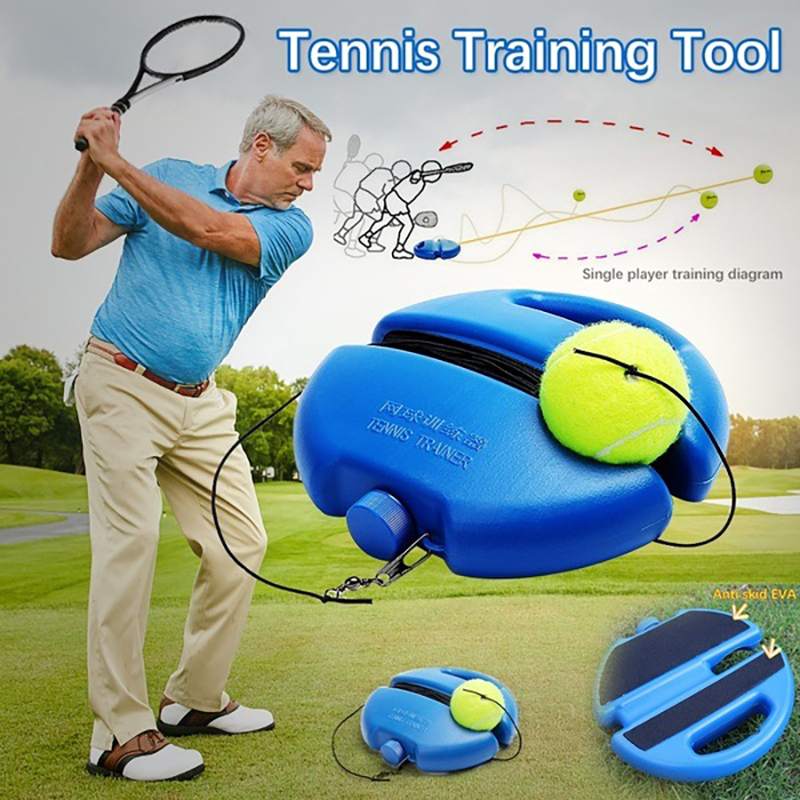 Heavy duty tennis træningshjælpeværktøj med elastisk reb og bold praksis selvdrevet rebound tennis træner partner sparring enhed