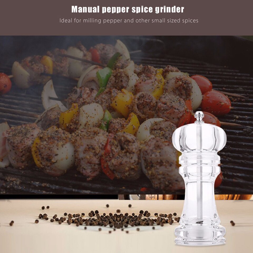 Molinillo acrílico de sal, pimienta, molinillo Manual de pimienta, molinillo para sal y especias, herramienta de molienda transparente, molinillo de pimienta para condimentos
