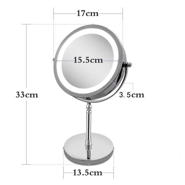 Magic Cosmetic Mirror 7 Inch 10x Magnification Dual Sided LED Makeup Mirror 360 Degree Rotating Makeup Mirror: 10X