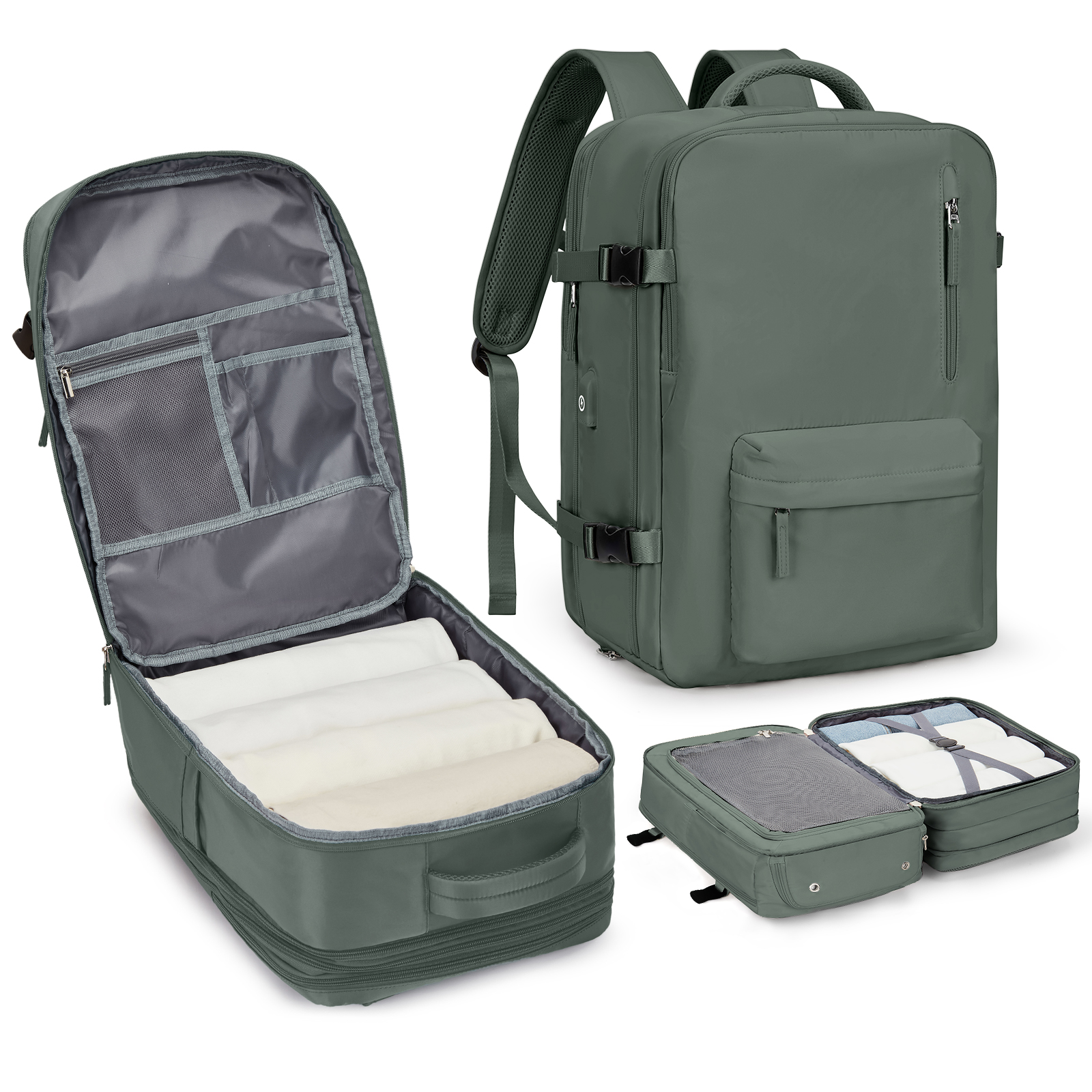 Travel Backpack,45x30x15,Carry On Backpack Airline Approved,Personal Item Travel Bag,14 Inch Laptop Backpack,Business Hiking Bag: army green