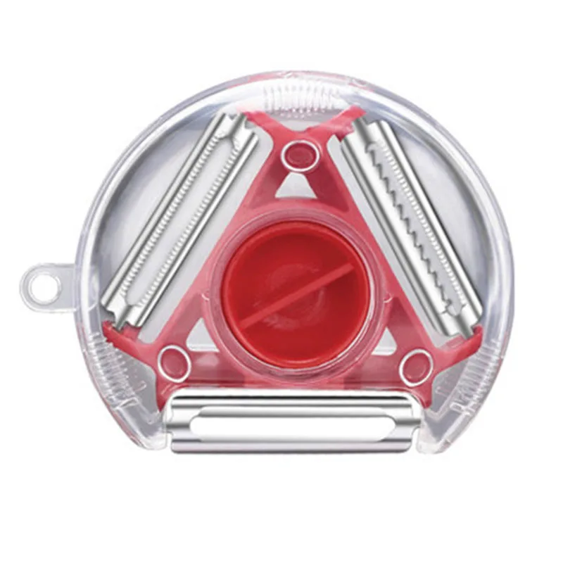 3 in 1 Magic Trio Peeler Set Slicer Shredder Peeler Julienne Cutter Multi Peel Blade Zesters Grater Kitchen Tool Accessories: Red