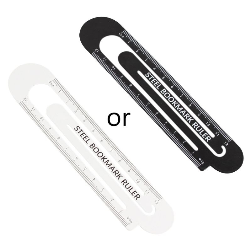 12cm Paperclip Bookmark Ruler Metal Black White Markers Drawing Ruler Measuring Ruler Scale Tool 1014
