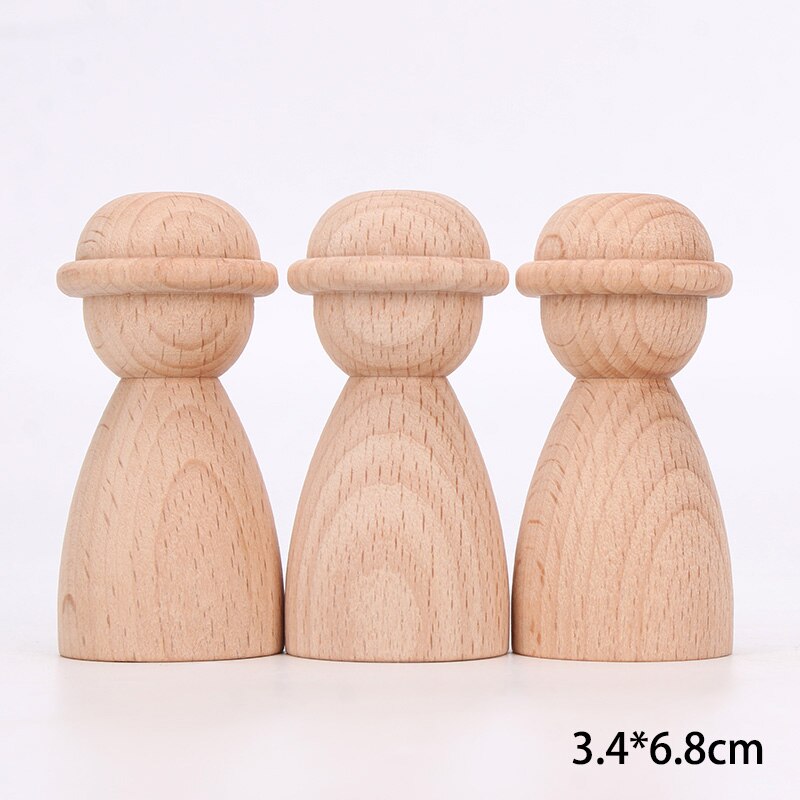 3pcs Beech Wooden Dolls Handmade Painting Loose Parts DIY Painting Wood Honeycomb Mushrooms Cones Droplets Acorns Toy: set 11