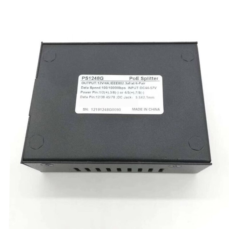 PS1248G 12V 4A 48W divisor de PoE Gigabit con