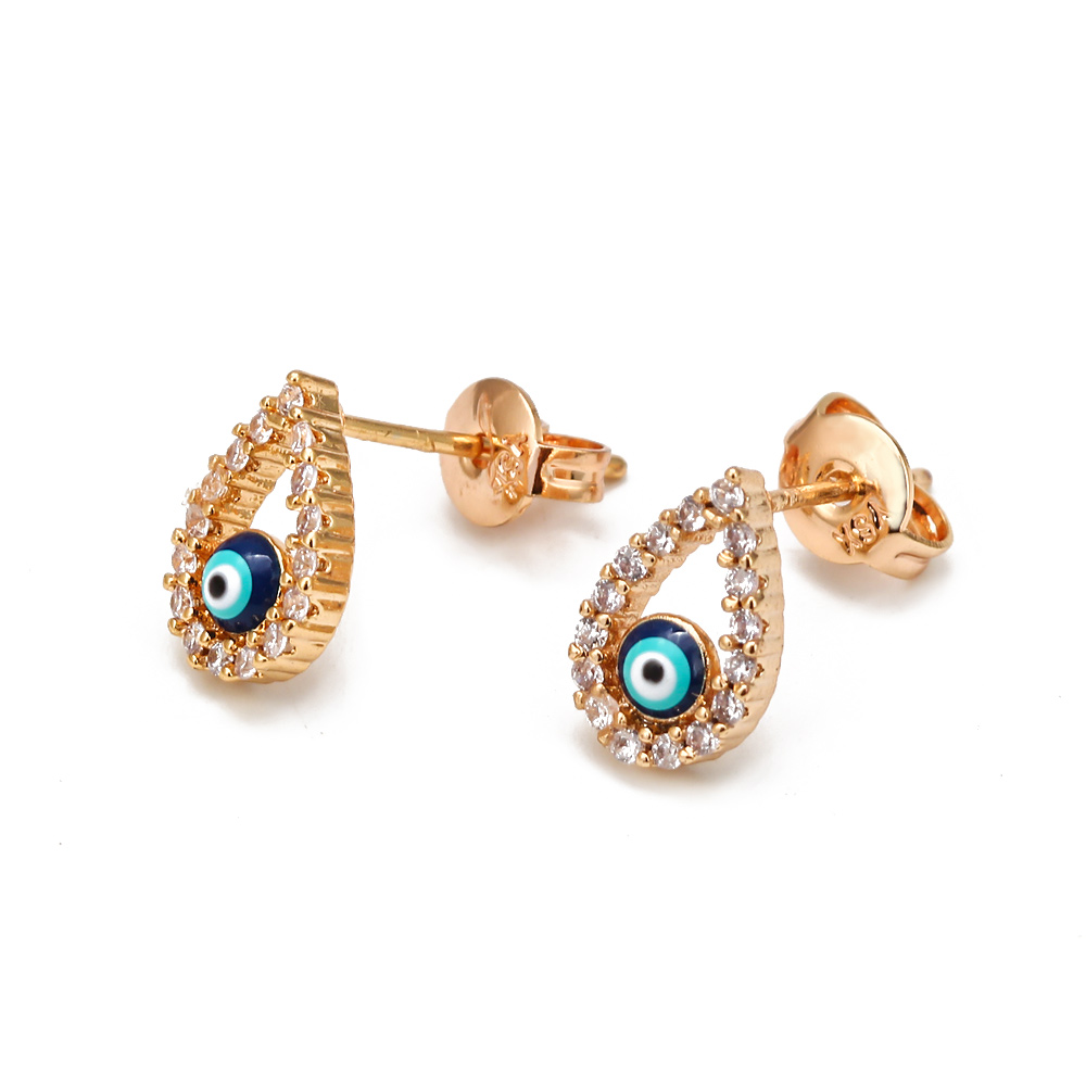 Oeil chanceux Micro pavé rond Zircon boucles d'oreilles cuivre turc mauvais œil Piercing boucles d'oreilles pour femmes filles hommes bijoux BE1058: PALLADIUM