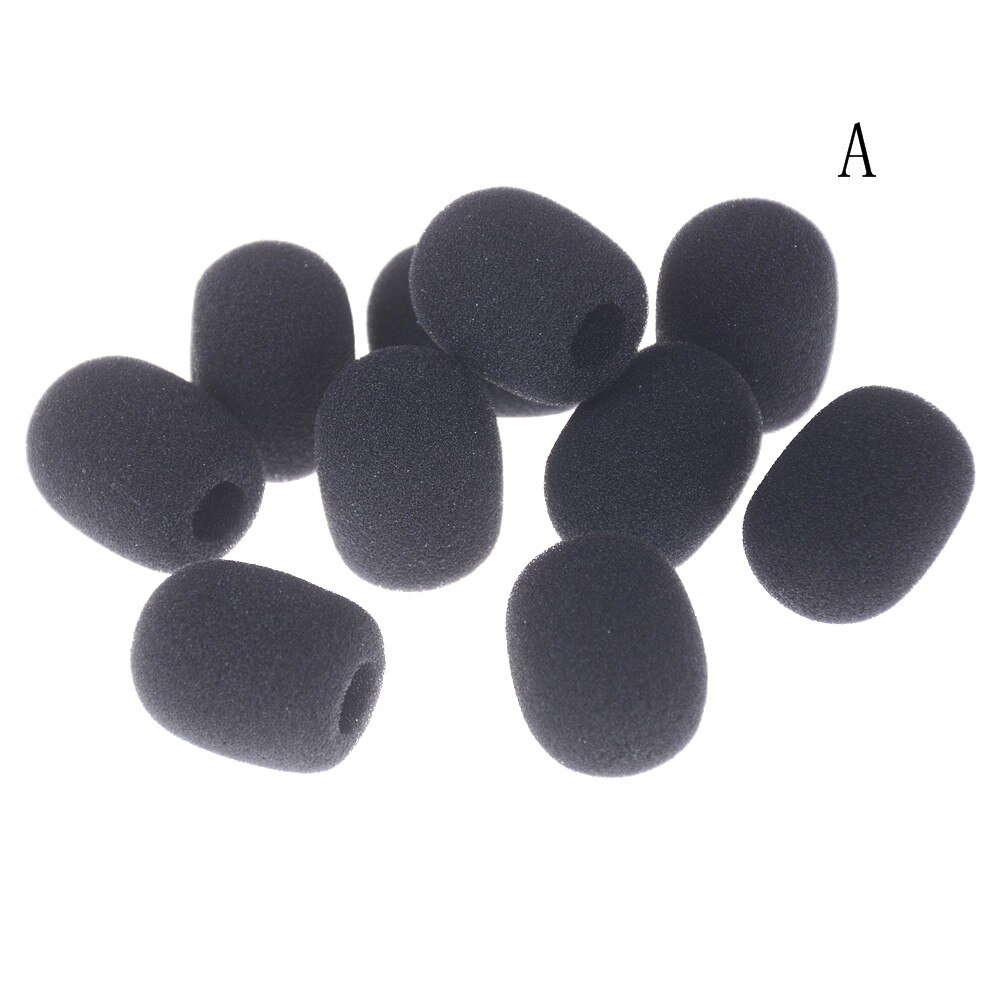 10PCS Microphone Headset Grill Windscreen Sponge Foam Black Mic Cover: Black