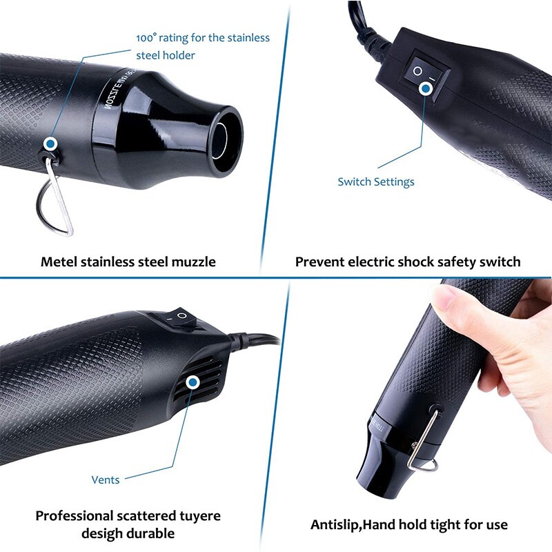 Electric Portable Air Tool for DIY Craft Embossing, Shrink Wrapping PVC, Multi Function Hand-Hold Heat Tools US Plug