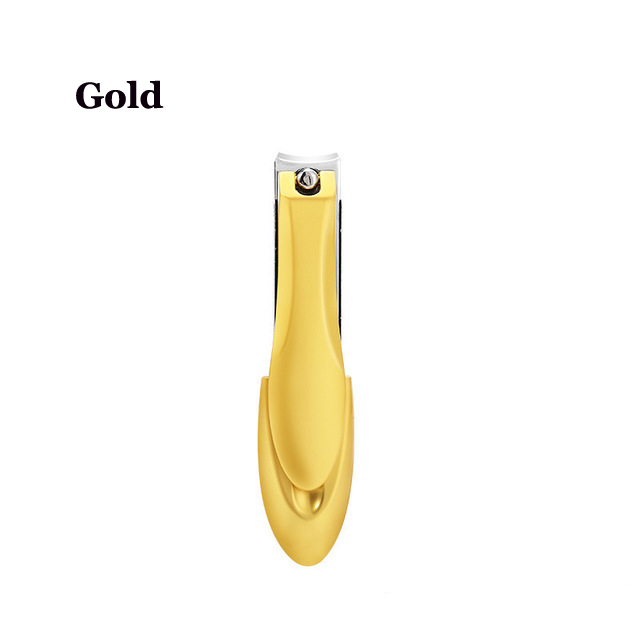 Roestvrij Staal Nagelknipper Nagelknipper Anti Splash Rvs Nail Cutters Voor Manicure Teennagel Vingernagel Trimmer: Gold / L(1.3X9.5cm)