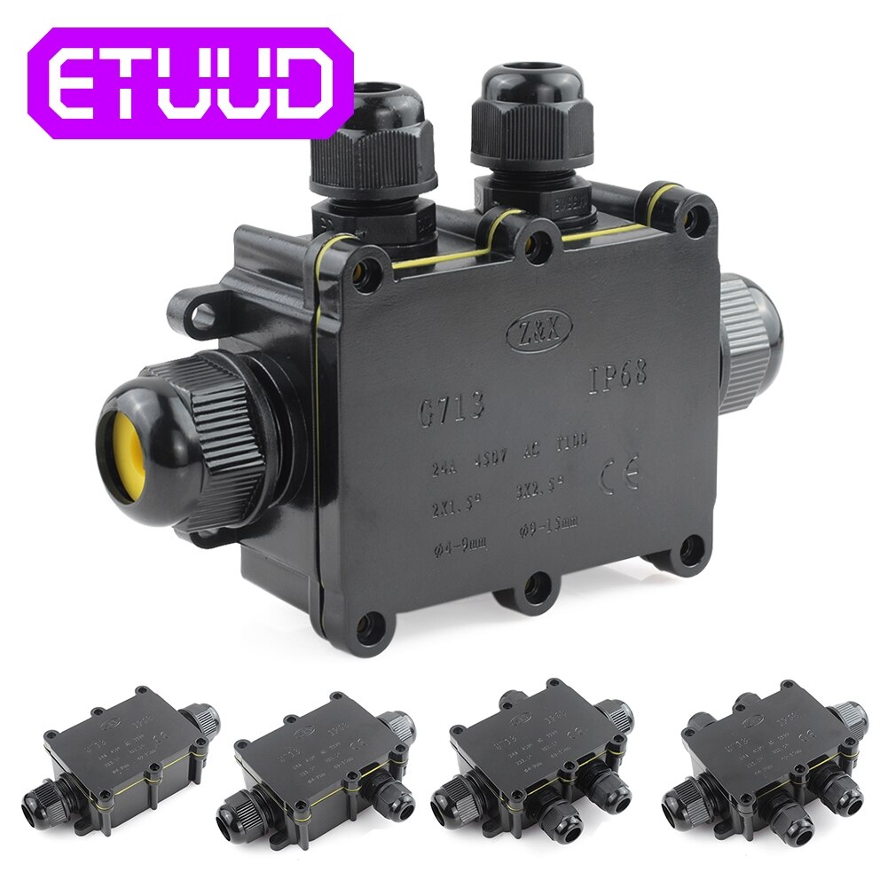 Junction Junction Box IP68 Waterproof UV Sunproof Outdoor Multiple ways Plastic Electrical Junction Box Case Cable Wire