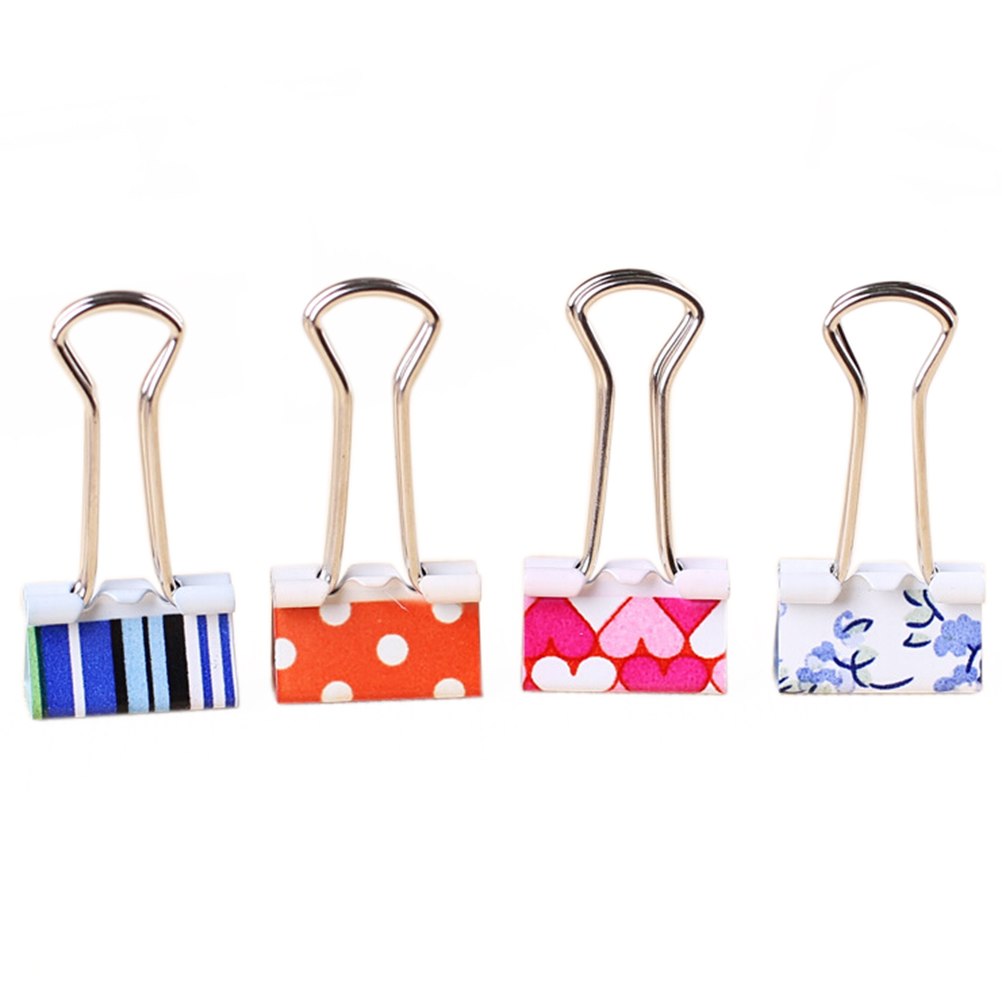 Clip de papel de 38mm con pinza impresa, Clips de carpeta metálicos, suministros de encuadernación para oficina y escuela, Color aleatorio, 6 uds.