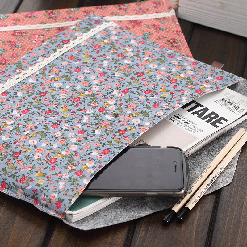 1 PC Documents File Bag Of Cute Floral A4 Cloth Art Press File Bag Folder Stationery School Office Escolar Papelaria