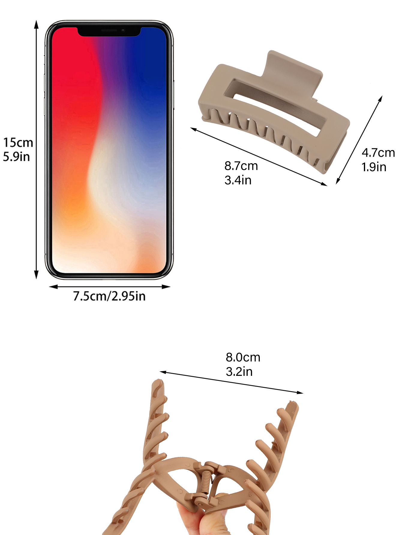 5 pinzas en forma de garra para el cabello grandes de colores mezclados para mujeres y niñas, cabello fino y grueso y rizado, pinzas de mandíbula de sujeción fuerte.