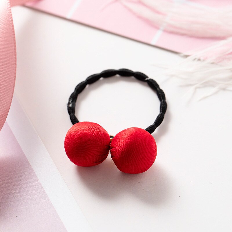 Schattige meisjes bloemenbal haarbanden kinderen elastische haarbanden kinderen haarkoorden hoofdtooi meisjes hoofdbanden haaraccessoires: Rode bal 8