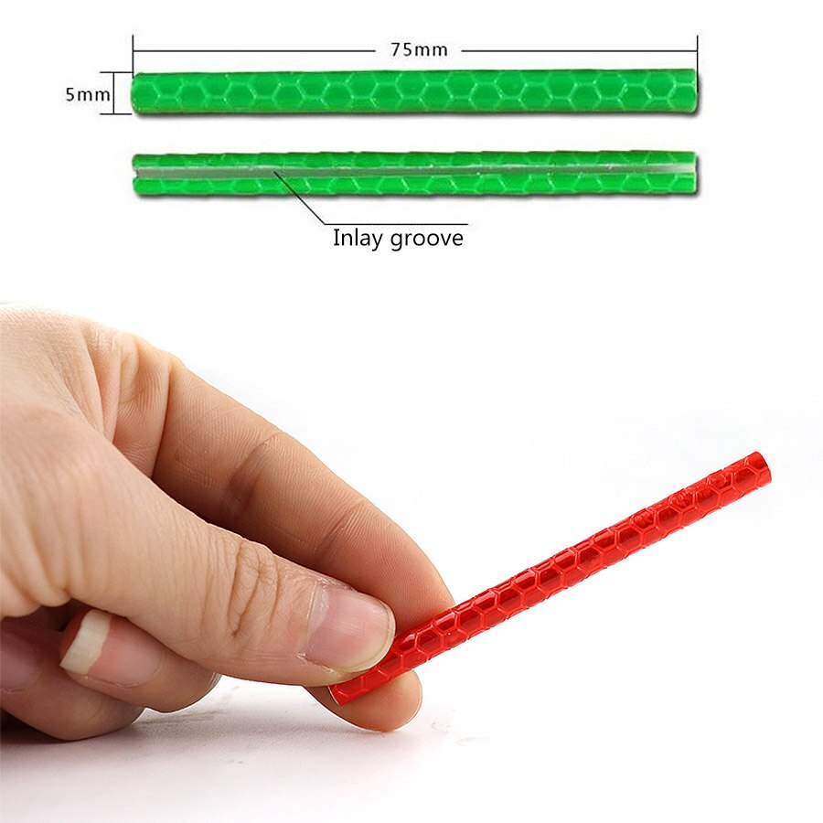 12Pcs Bicycle Mountain Bike Riding Wheel Rim Spoke Mount Clip Tube Warning Light Strip Reflector Reflective Outdoor 75mm
