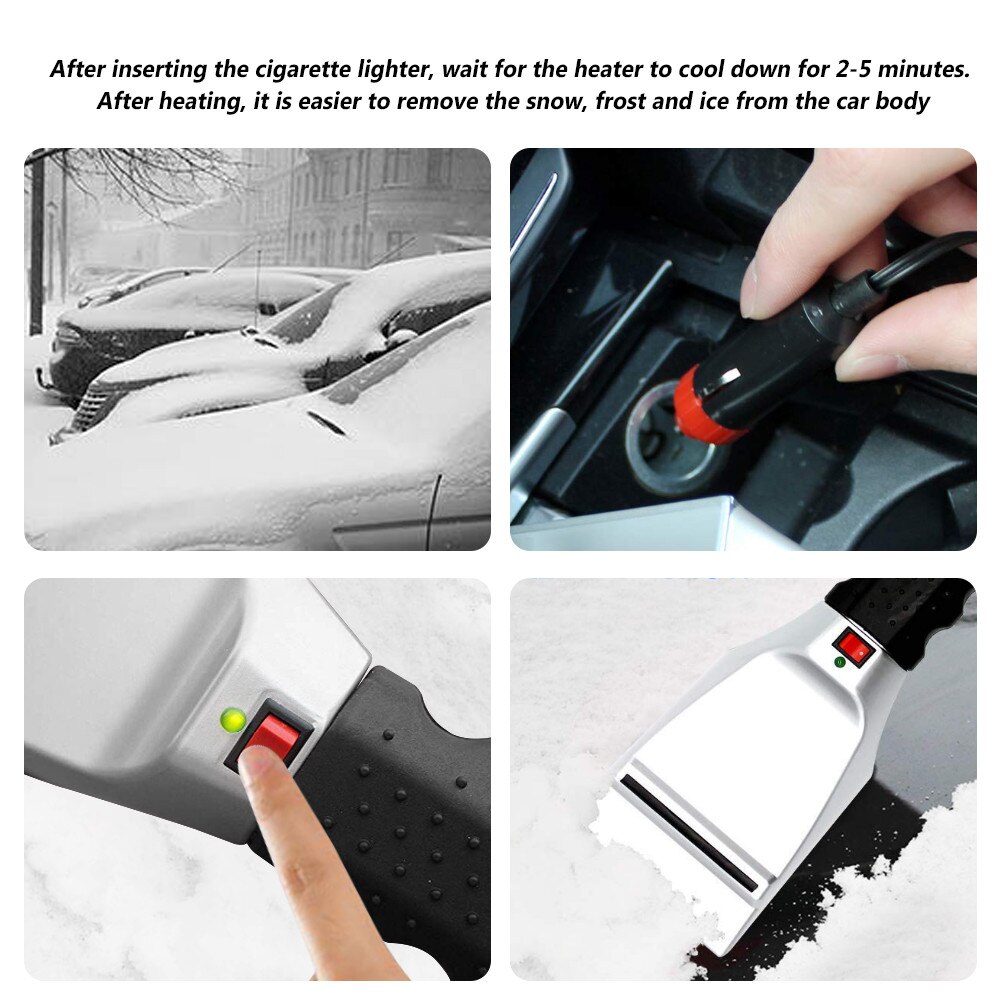 12v Heated Ice Scraper Shovel Winter Car Windshield Ice Remove Clean Tool Defrost Electric Auto Snow Scraper#LR3