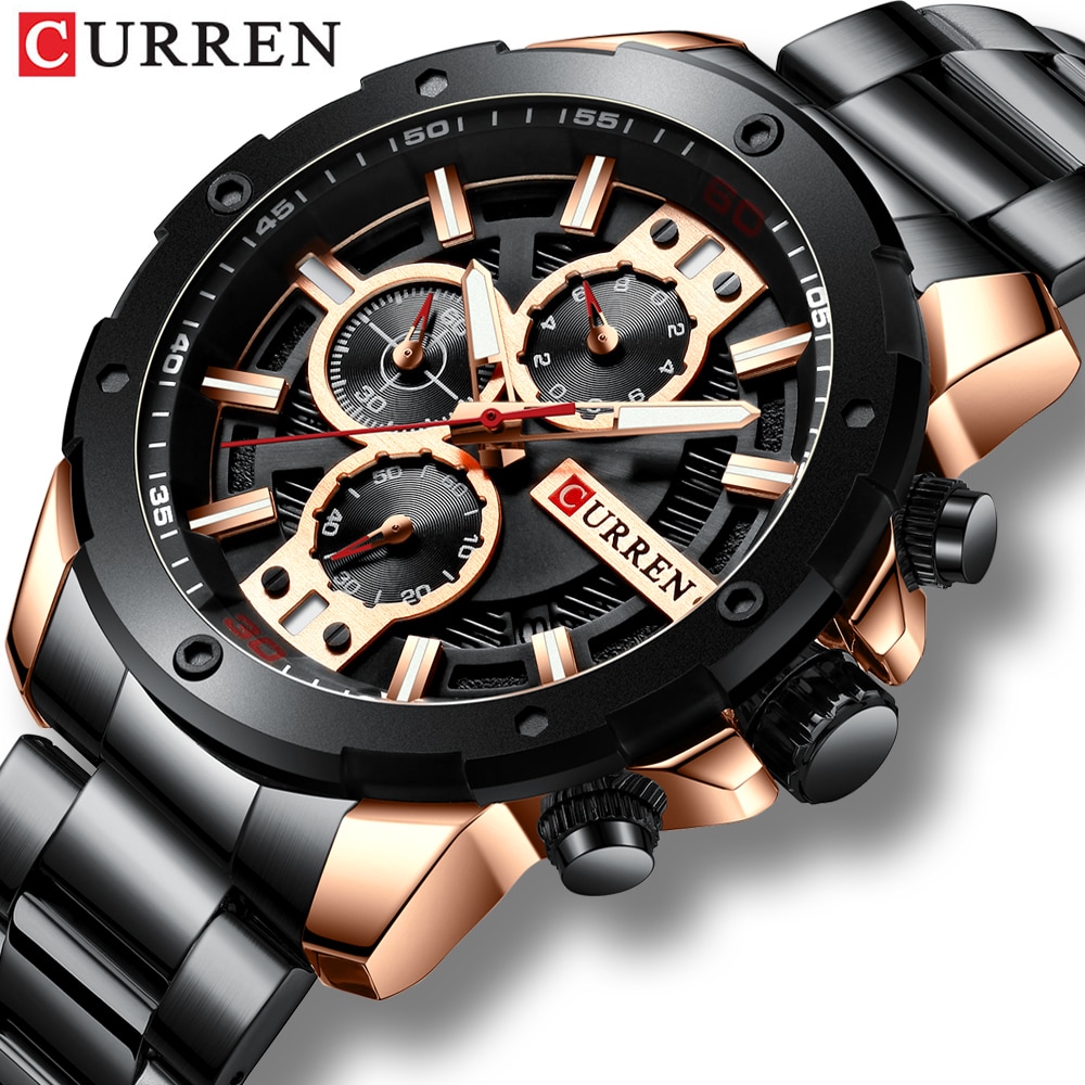 CURREN Sport Quartz heren Horloge Luxe Rvs Horloges Chronograaf Horloges voor Mannelijke Klok