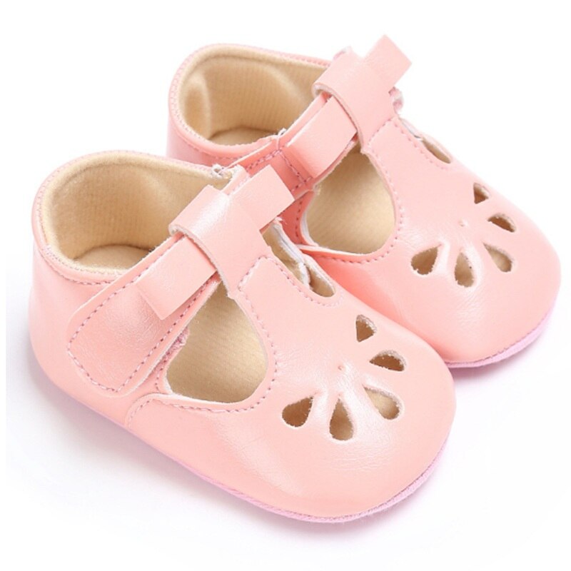 Heldere Prinses Lente Zomer Meisje Baby Lederen Schoenen Baby Mocassins Peuter Rubber Bottom Anti-Slip Babyschoenen: Rose Red / 2