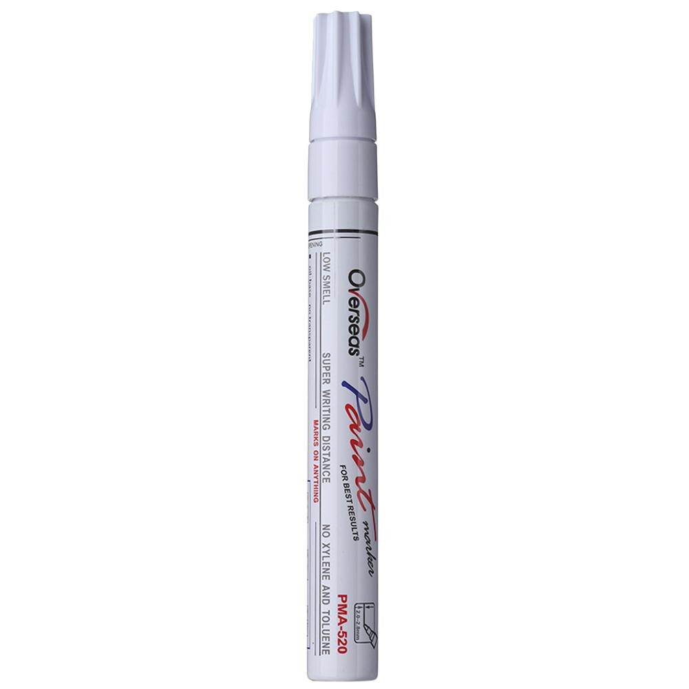 Marcador permanente de pintura impermeable Universal para neumático de coche marcador oleoso Graffiti fuerte cobertura para caucho Metal madera vidrio: White