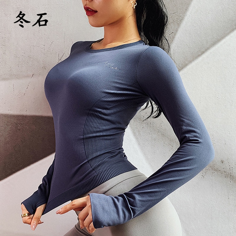 Vrouwen Workout Yoga Sweatshirt Activewear Lange Mouw Duim Gat Shirt Top Sport Kleding Sportieve Tops Vrouw Gym